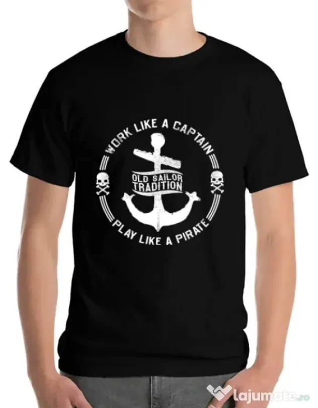 Tricou ADLER barbat Old sailor tradition Negru