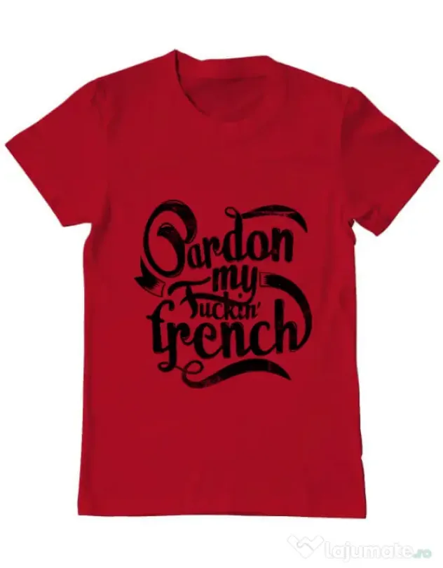 Tricou ADLER barbat Pardon my fucking french Rosu