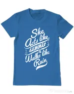 Tricou ADLER barbat She acts like summer Albastru azuriu