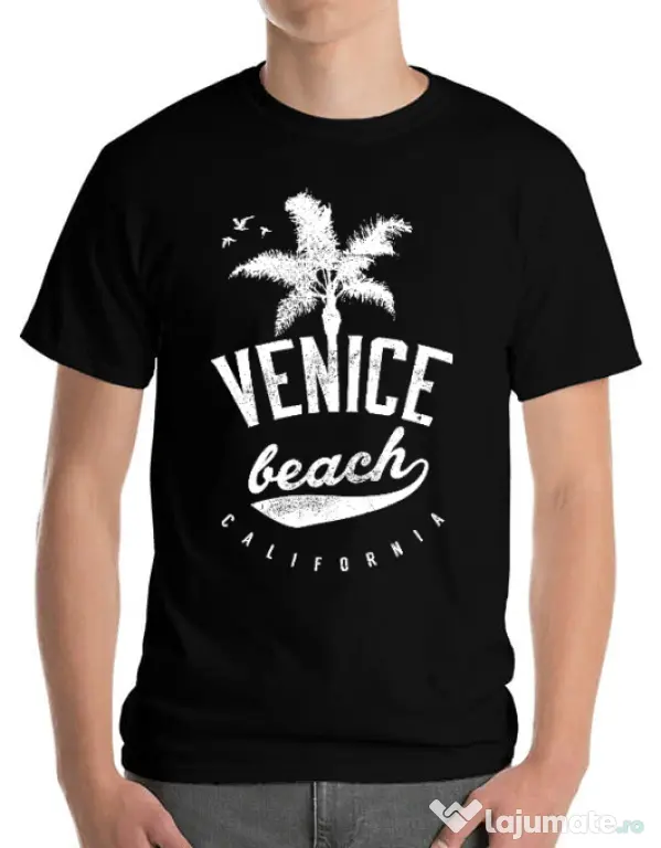 Tricou ADLER barbat Venice beach California Negru