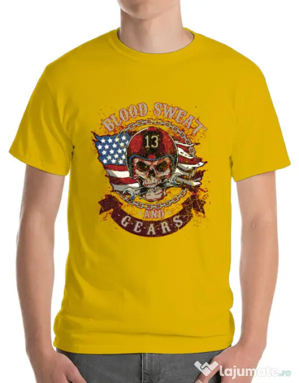 Tricou ADLER barbat Blood sweat and gears Galben