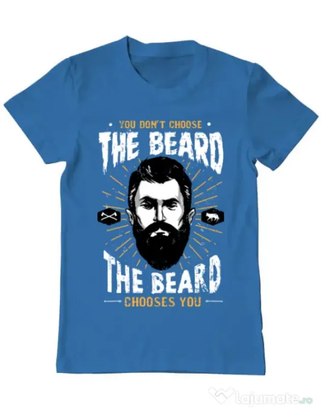 Tricou ADLER barbat The beard choice Albastru azuriu