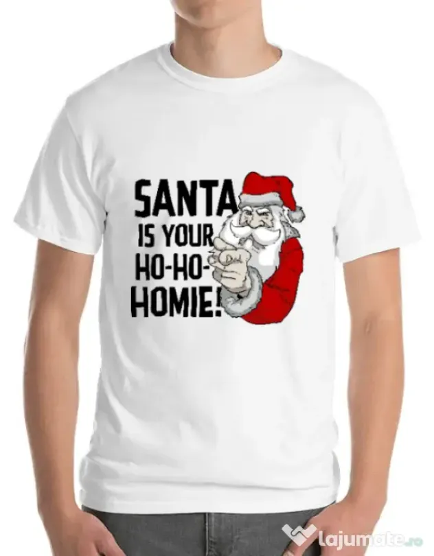 Tricou ADLER barbat Santa is your homie Alb