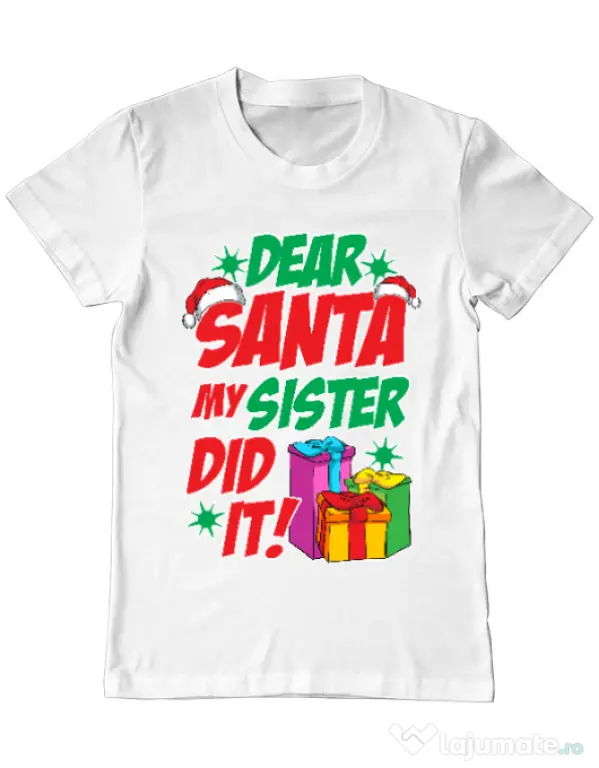 Tricou ADLER barbat My sister did it Alb
