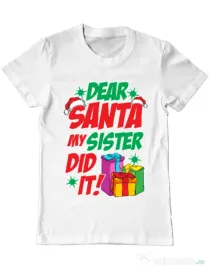 Tricou ADLER barbat My sister did it Alb