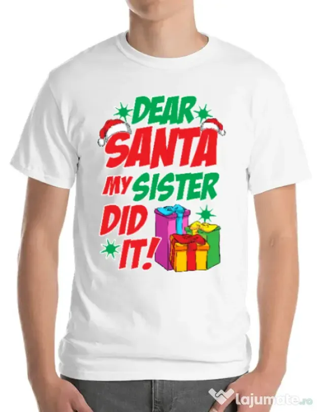 Tricou ADLER barbat My sister did it Alb