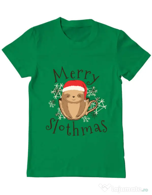 Tricou ADLER barbat Merry slothmas Verde mediu