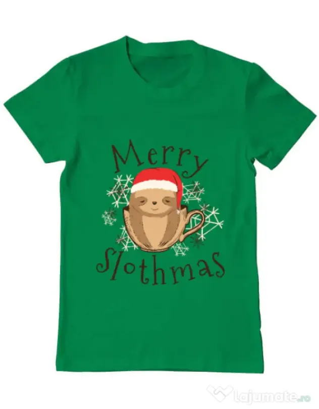 Tricou ADLER barbat Merry slothmas Verde mediu