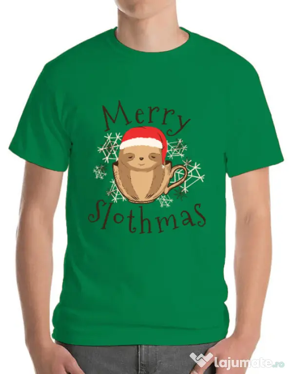 Tricou ADLER barbat Merry slothmas Verde mediu