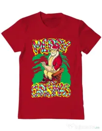 Tricou ADLER barbat Naughty Santa Rosu