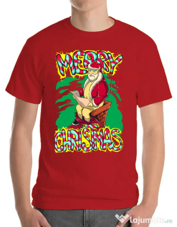Tricou ADLER barbat Naughty Santa Rosu