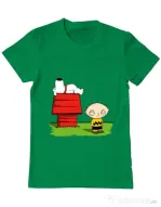 Tricou ADLER barbat Stewie and Snoopy Verde mediu
