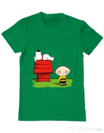 Tricou ADLER barbat Stewie and Snoopy Verde mediu