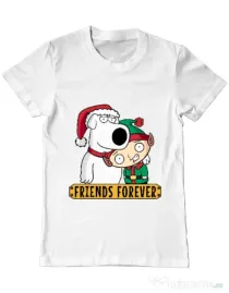 Tricou ADLER barbat Friends forever Alb