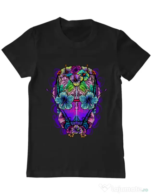 Tricou ADLER barbat Flower helmet Negru