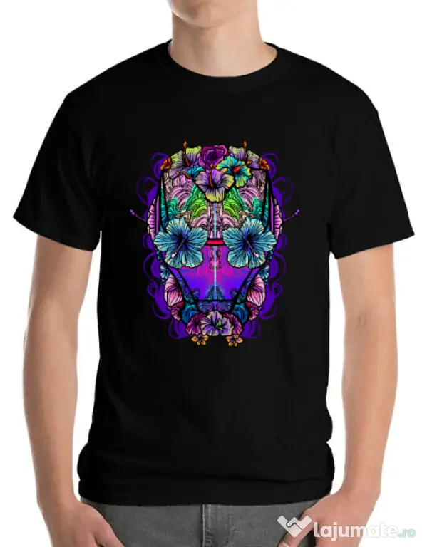 Tricou ADLER barbat Flower helmet Negru