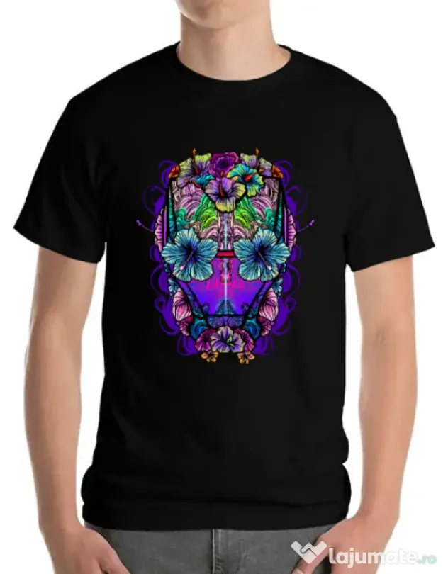 Tricou ADLER barbat Flower helmet Negru
