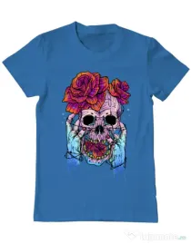 Tricou ADLER barbat Hand skull Albastru azuriu