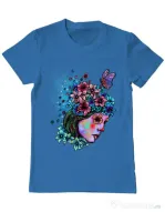 Tricou ADLER barbat Lady and flowers Albastru azuriu