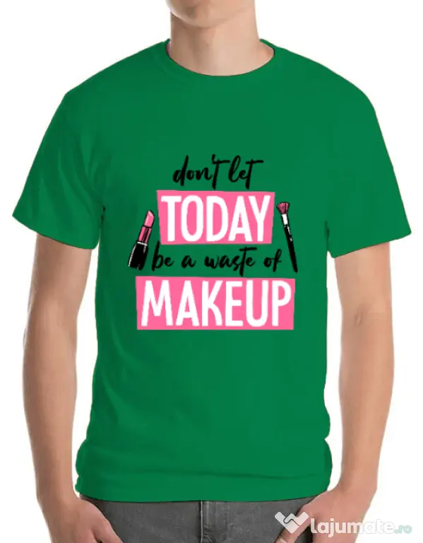 Tricou ADLER barbat A waste of makeup Verde mediu