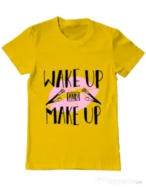 Tricou ADLER barbat Wake up and make up Galben