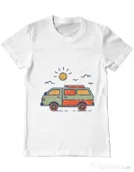 Tricou ADLER barbat Retro travel van Alb