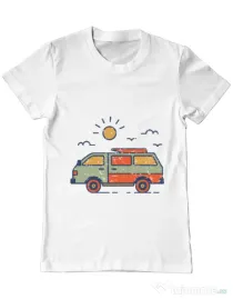 Tricou ADLER barbat Retro travel van Alb