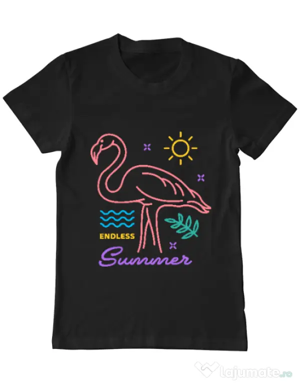 Tricou ADLER barbat Flamingo endless summer Negru