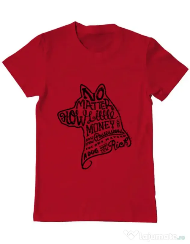 Tricou ADLER barbat A Dog Makes You Rich Rosu