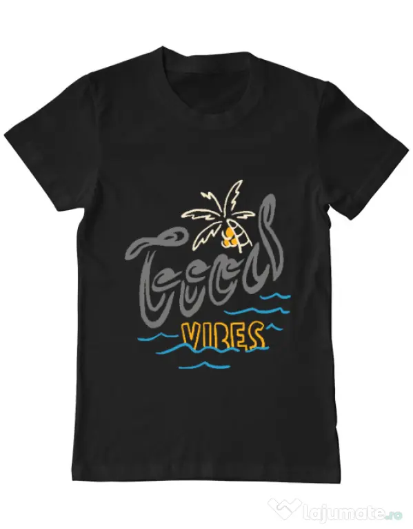 Tricou ADLER barbat Cool vibes typo Negru