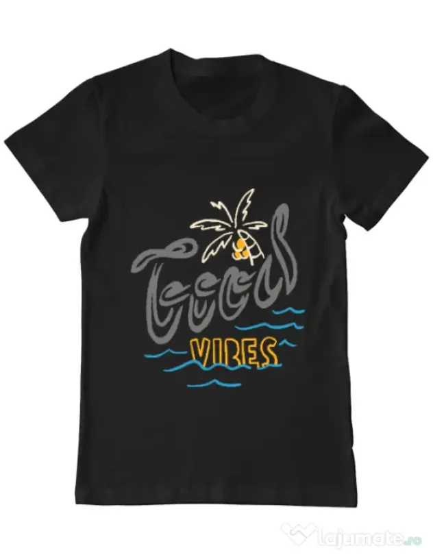 Tricou ADLER barbat Cool vibes typo Negru