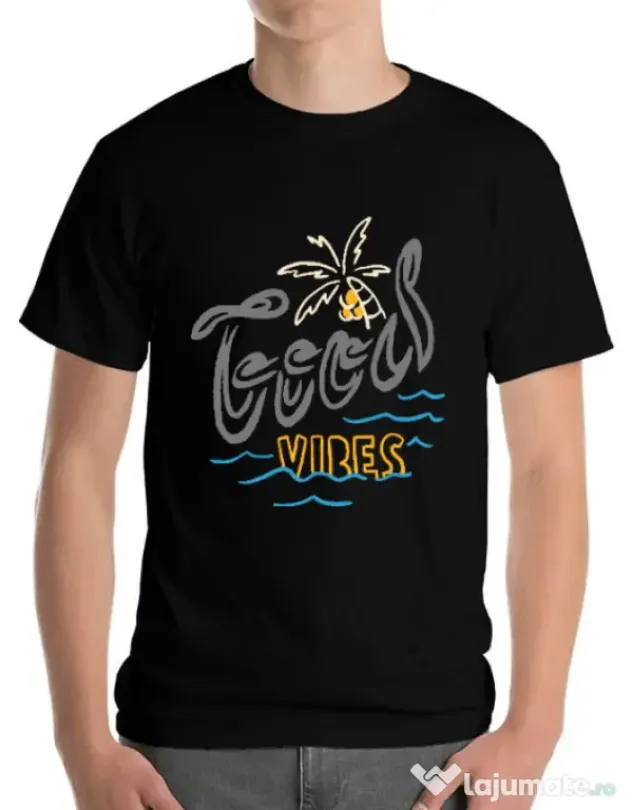 Tricou ADLER barbat Cool vibes typo Negru