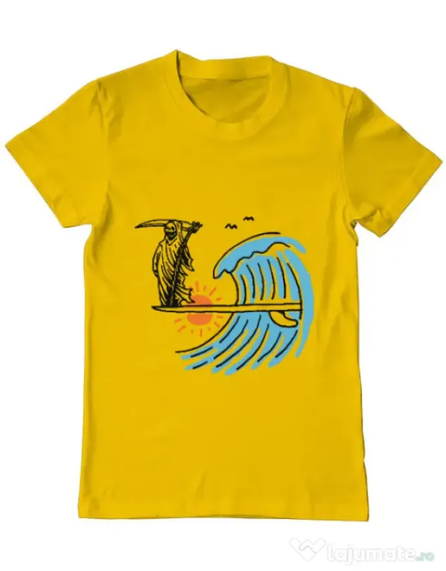 Tricou ADLER barbat Grim surfer Galben