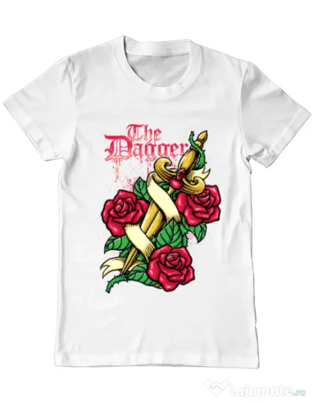 Tricou ADLER barbat The dagger Alb