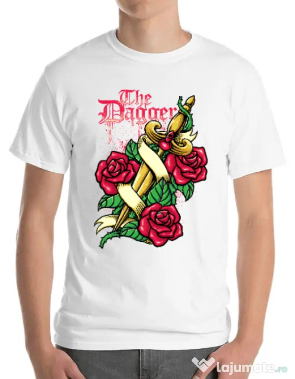 Tricou ADLER barbat The dagger Alb