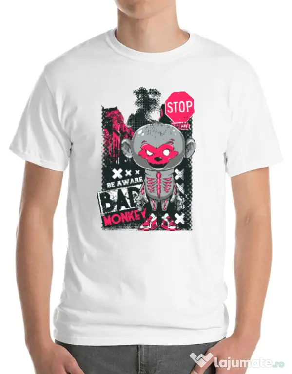 Tricou ADLER barbat Bad monkey Alb