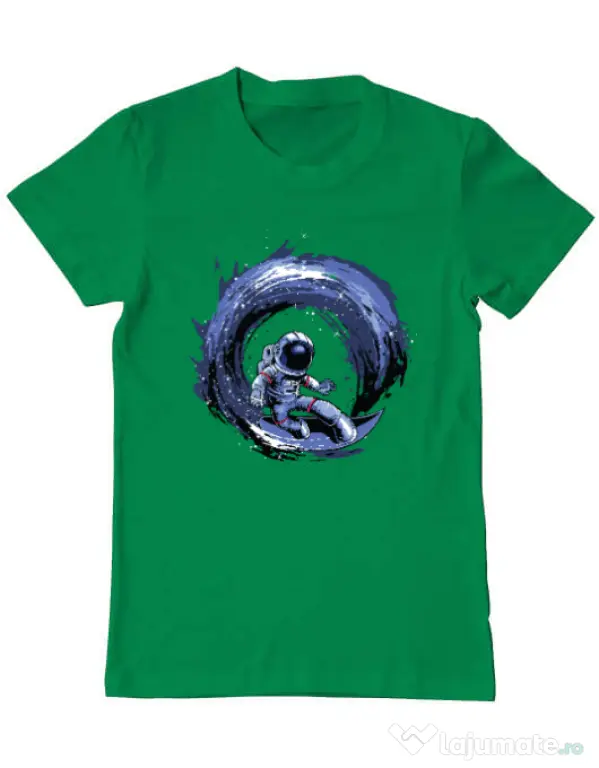 Tricou ADLER barbat Surfing in space Verde mediu