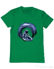 Tricou ADLER barbat Surfing in space Verde mediu