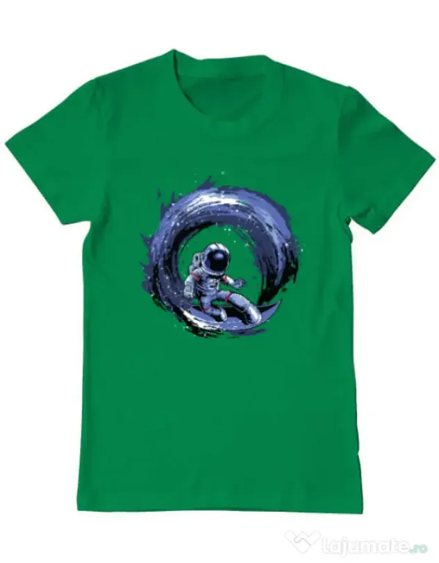 Tricou ADLER barbat Surfing in space Verde mediu