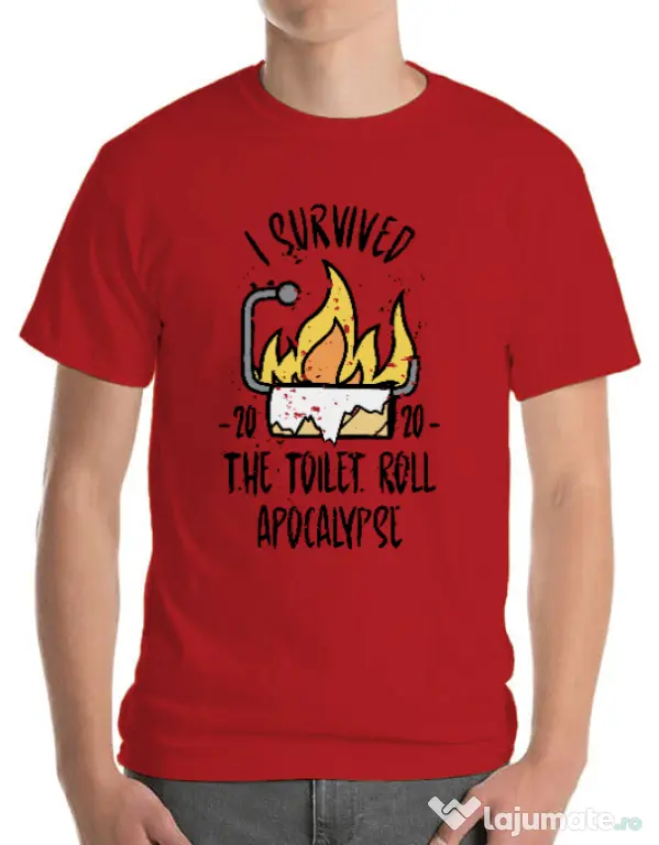 Tricou ADLER barbat Toilet roll apocalypse Rosu
