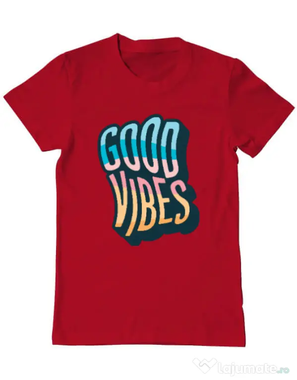 Tricou ADLER barbat Good vibes Rosu