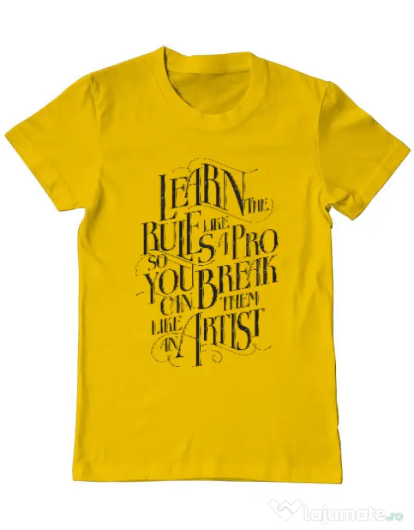 Tricou ADLER barbat Learn the rules Galben