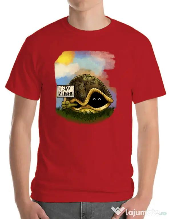 Tricou ADLER barbat I stay home Rosu