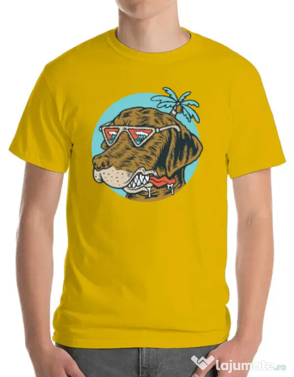 Tricou ADLER barbat Chill dog Galben