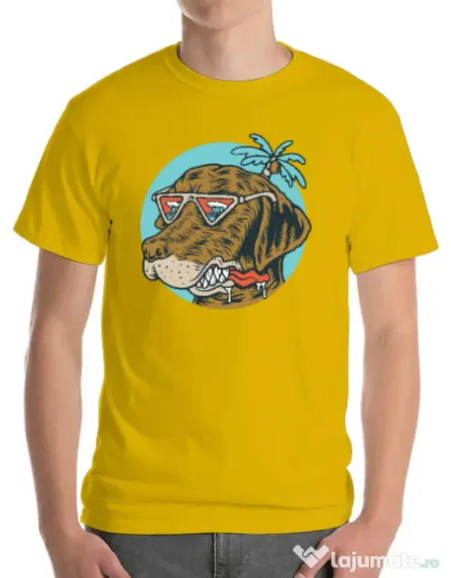 Tricou ADLER barbat Chill dog Galben