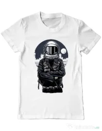Tricou ADLER barbat Astronaut rebel Alb