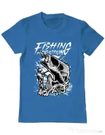 Tricou ADLER barbat Fishing addiction Albastru azuriu