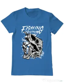 Tricou ADLER barbat Fishing addiction Albastru azuriu