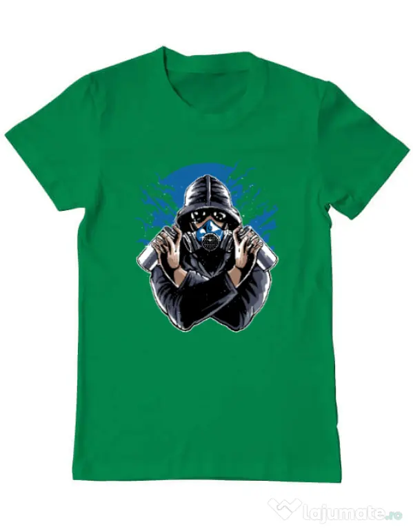 Tricou ADLER barbat Graffiti gas mask Verde mediu