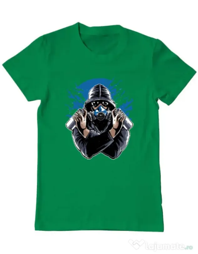 Tricou ADLER barbat Graffiti gas mask Verde mediu